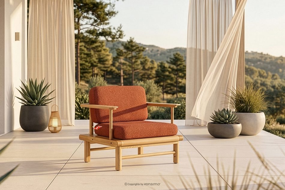 ATREDA Garten-Sessel im Boho-Stil aus natürlicher Esche orange orange/natürliche Asche - Foto 1