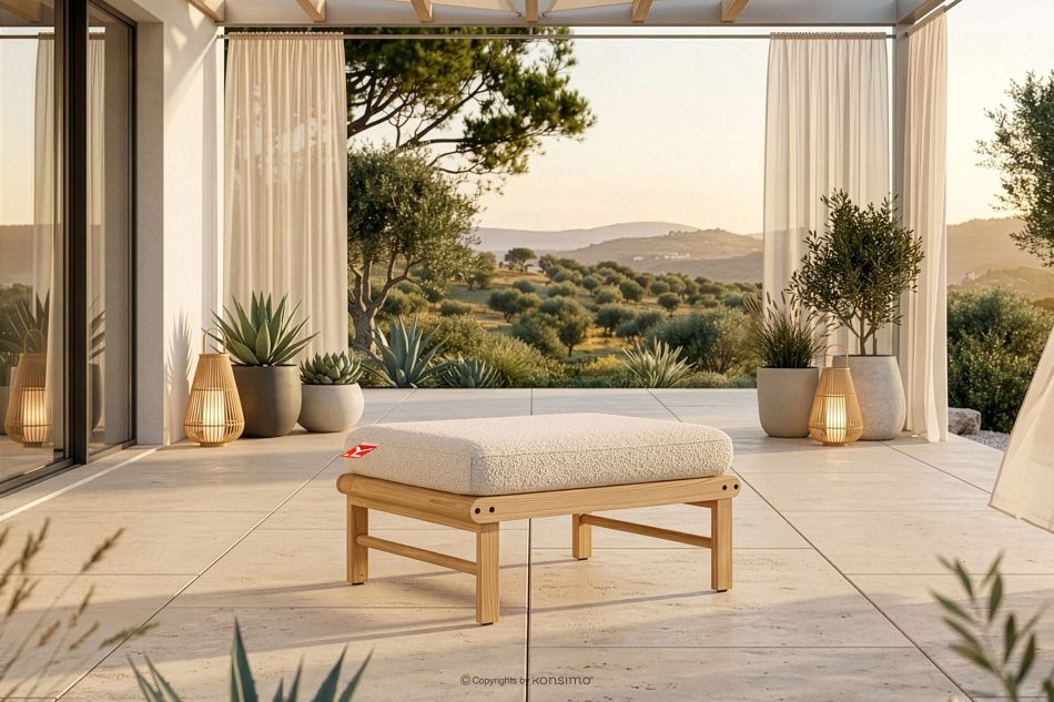 ATREDA Boho style Garten Sitzhocker Creme/natürliche Asche Creme/natürliche Asche - Foto 1