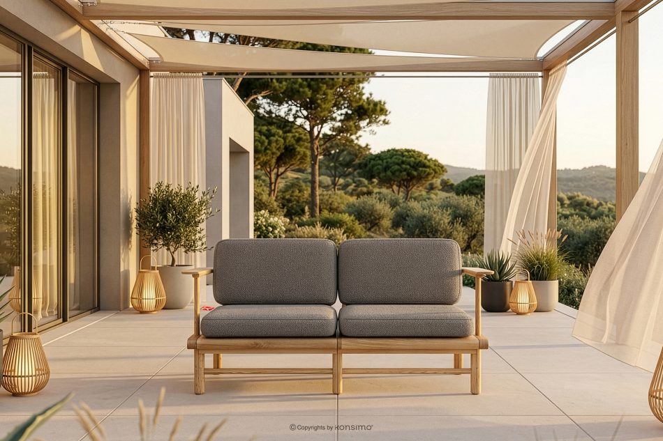 ATREDA Eschenholz Gartensofa im Boho-Stil grau grau/natürliche Asche - Foto 1