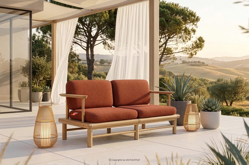 ATREDA Eschenholz Gartensofa im Boho-Stil orange orange/natürliche Asche - Foto 1