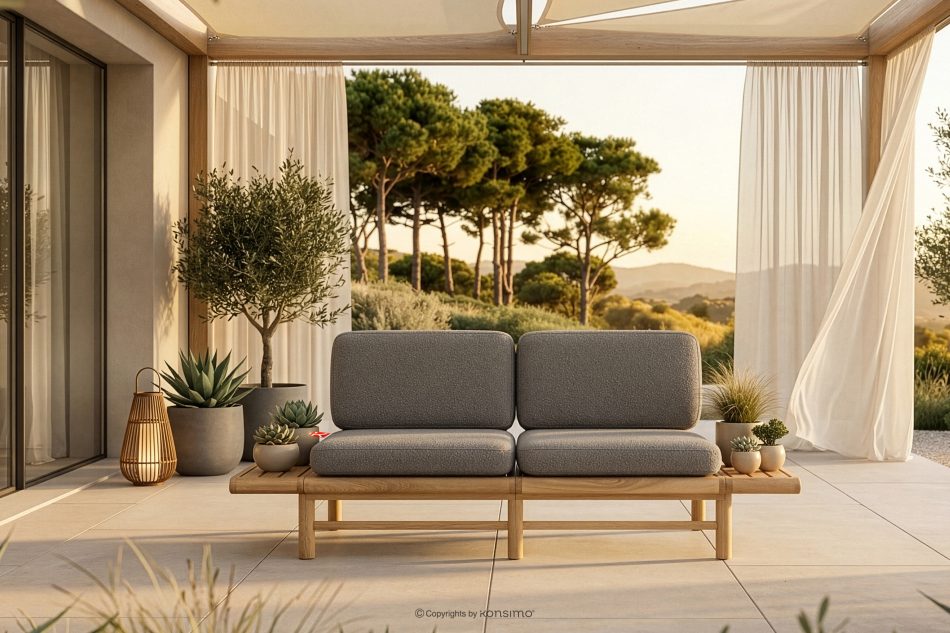 ATREDA Gartensofa aus Holz im Boho-Stil grau grau/natürliche Asche - Foto 1
