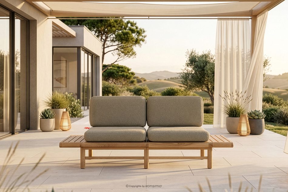 ATREDA Gartensofa aus Holz im Boho-Stil beige beige/natürliche Asche - Foto 1