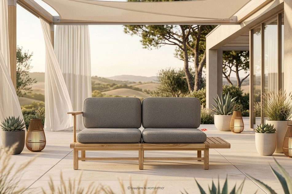 ATREDA Gartensofa 2 Massivholz Esche grau grau/natürliche Asche - Foto 1