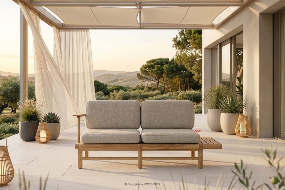 ATREDA Massives Eschenholz Gartensofa 2 Creme Creme/natürliche Asche - Foto 1