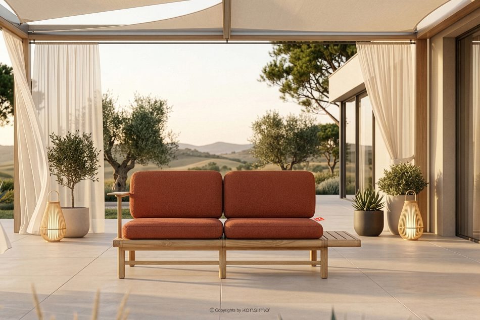 ATREDA Gartensofa 2 Massivholz Esche orange orange/natürliche Asche - Foto 1