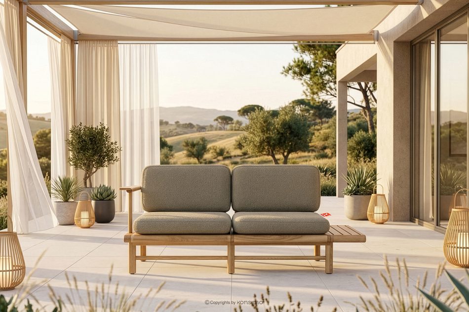 ATREDA Gartensofa 2 Massivholz Esche beige beige/natürliche Asche - Foto 1
