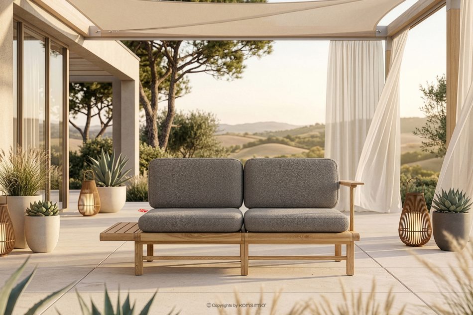 ATREDA Gartensofa 2-sitzig Eschenholz grau grau/natürliche Asche - Foto 1