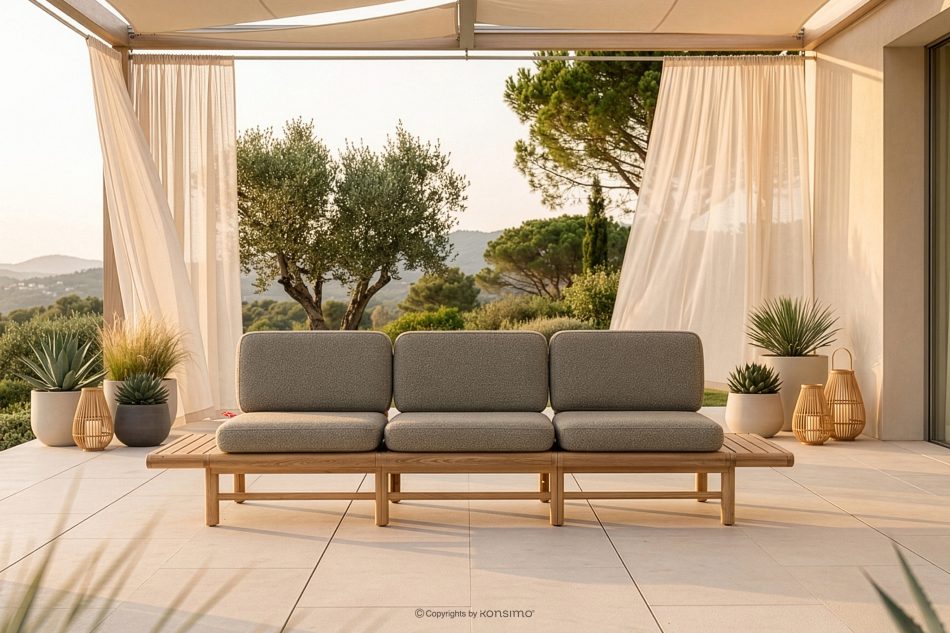 ATREDA Gartensofa 3 aus Holz im Boho-Stil beige beige/natürliche Asche - Foto 1