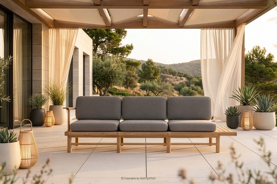 ATREDA Gartensofa 3 Massivholz Esche grau grau/natürliche Asche - Foto 1