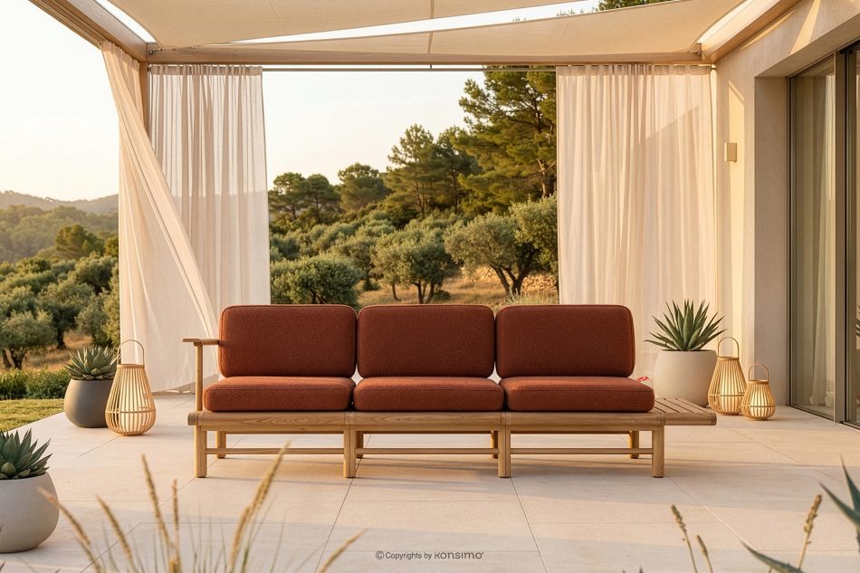 ATREDA Gartensofa 3 massiv Holz Esche orange orange/natürliche Asche - Foto 1