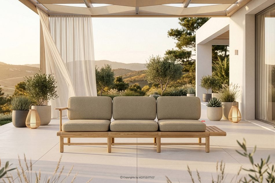 ATREDA Gartensofa 3 Massivholz Esche beige beige/natürliche Asche - Foto 1