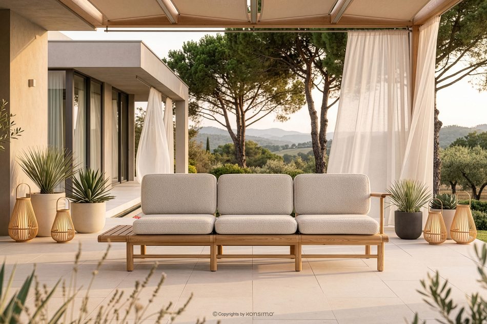 ATREDA Gartensofa 3 Sitzer Esche creme Creme/natürliche Asche - Foto 1