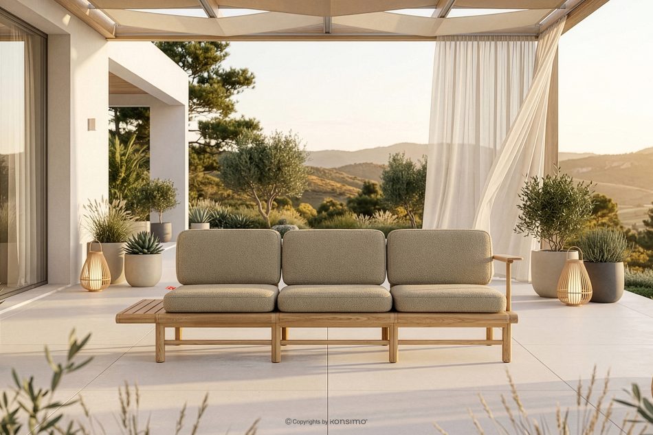 ATREDA 3-Sitzer Gartensofa Esche beige beige/natürliche Asche - Foto 1