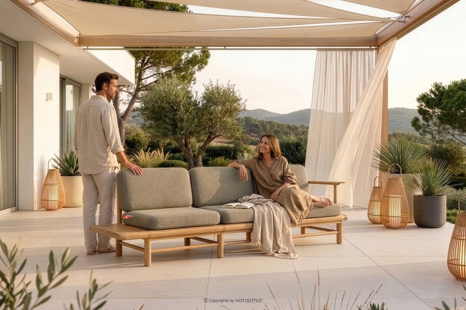 ATREDA 3-Sitzer Gartensofa Esche beige beige/natürliche Asche - Foto 23