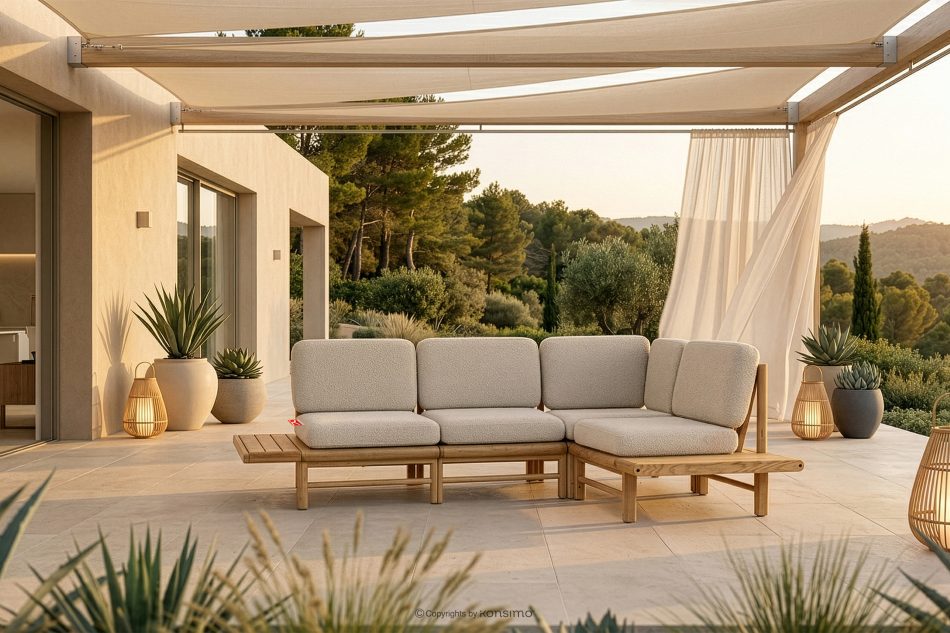 ATREDA Esche Massivholz Ecksofa Gartenecke creme rechts Creme/natürliche Asche - Foto 1
