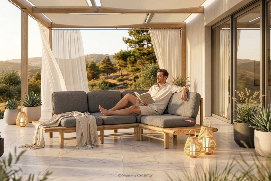ATREDA Esche Massivholz Ecksofa Gartenecke creme rechts Creme/natürliche Asche - Foto 17