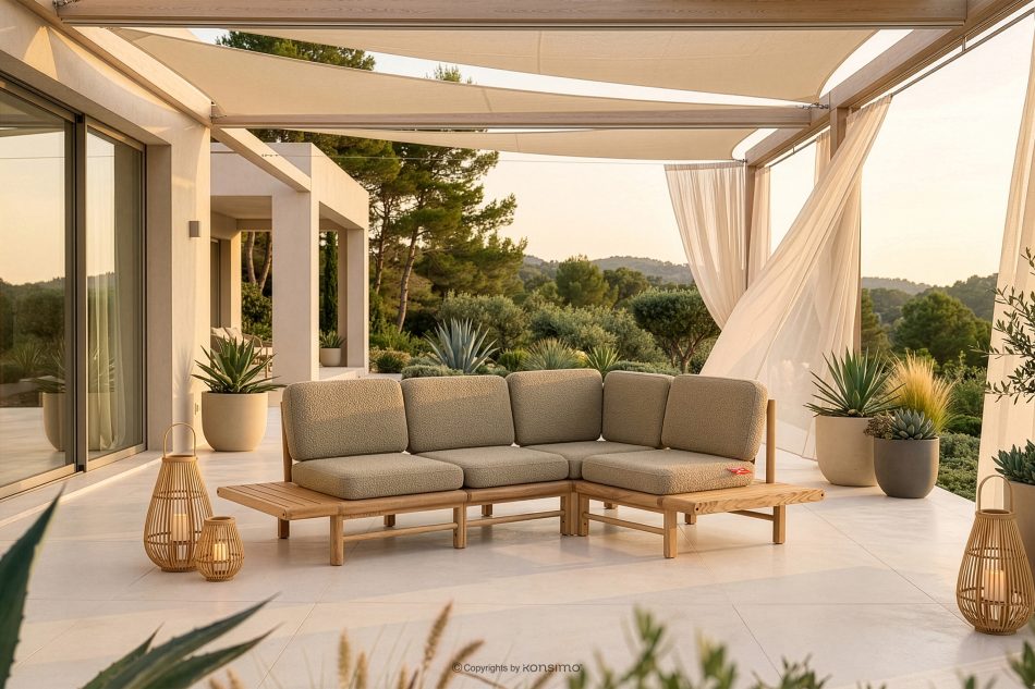 ATREDA Boho-Gartenecke aus massivem Eschenholz beige rechts beige/natürliche Asche - Foto 1