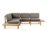 Boho Ecksofa mit Esche massiv grau links