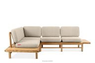 Boho Ecksofa mit Esche massiv creme links