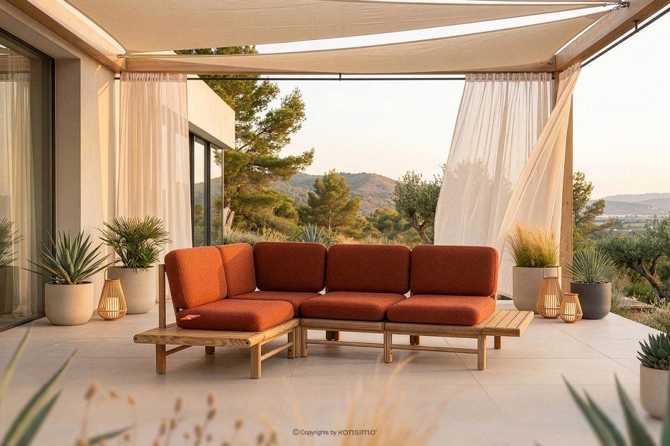 ATREDA Boho Ecksofa Gartenecke in Esche massiv orange links orange/natürliche Asche - Foto 1