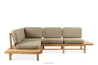Boho Ecksofa mit Esche massiv beige links