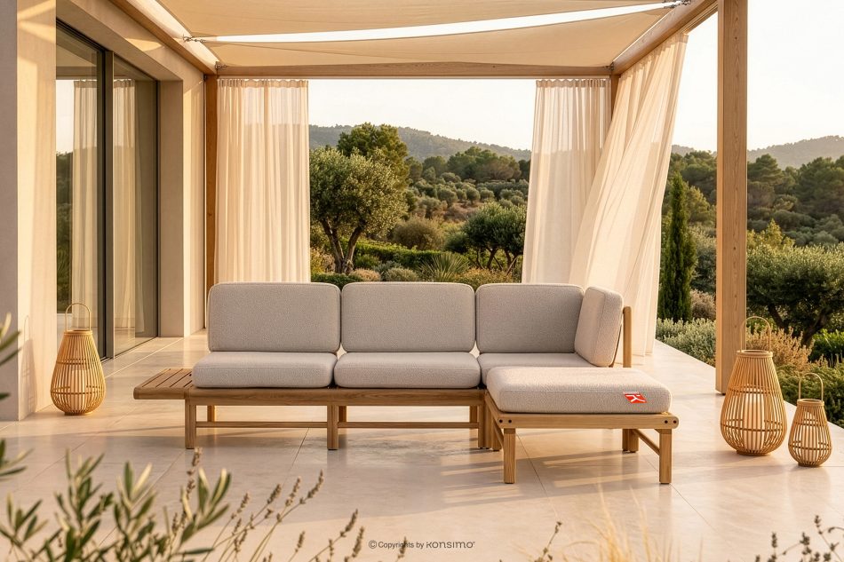 ATREDA Ecksofa aus Holz Creme/natürliche Asche rechts Creme/natürliche Asche - Foto 1
