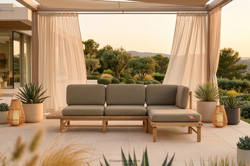 ATREDA Ecksofa aus Holz beige/natürliche Asche rechts beige/natürliche Asche - Foto 1