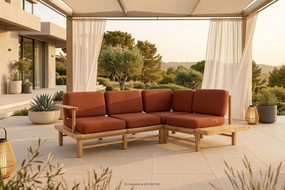 ATREDA Holzecke Garten boho style rechts orange orange/natürliche Asche - Foto 1
