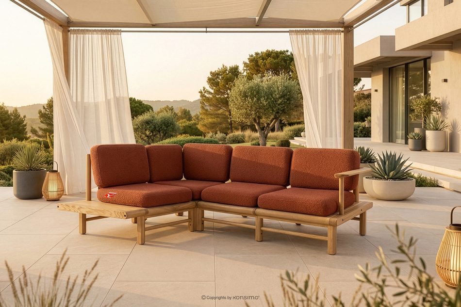 ATREDA Holzecke Garten Boho Stil links orange orange/natürliche Asche - Foto 1