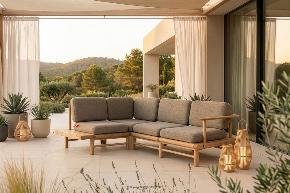 ATREDA Holzecke Garten Boho Style links beige beige/natürliche Asche - Foto 1