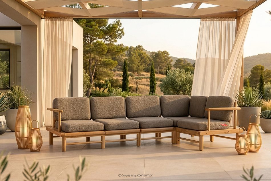 ATREDA Boho-Gartenecke aus Holz rechts beige beige/natürliche Asche - Foto 1
