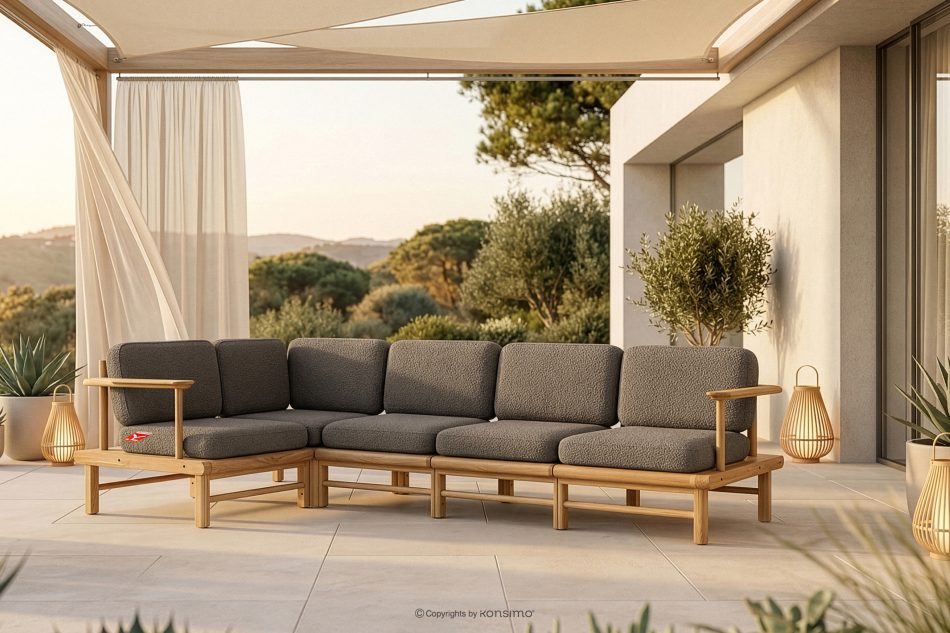 ATREDA Ecksofa aus Holz links grau grau/natürliche Asche - Foto 1