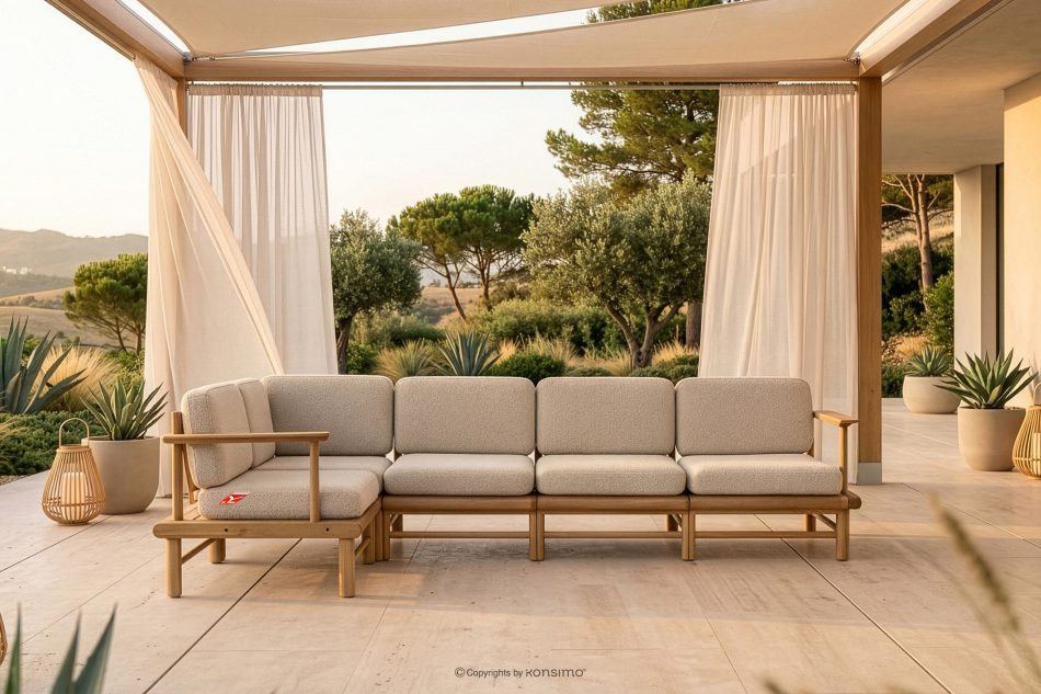 ATREDA Ecksofa Holz Garten links Creme Creme/natürliche Asche - Foto 1