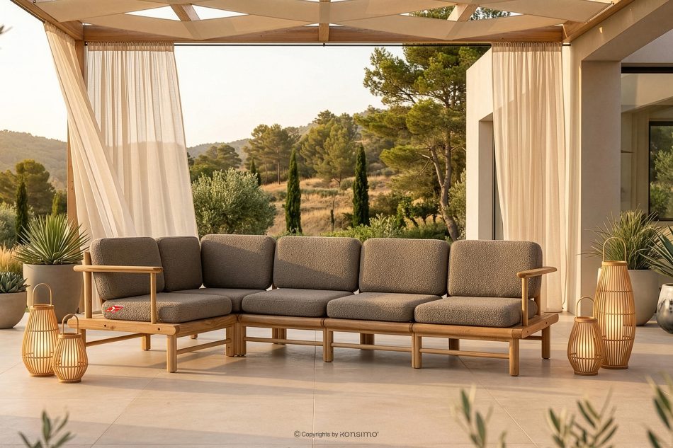 ATREDA Ecksofa aus Holz links beige beige/natürliche Asche - Foto 1