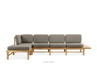 Gartenecke aus Holz mit Kissen grau links