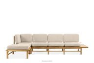 Gartenecke aus Holz mit Kissen creme links