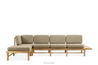 Gartenecke aus Holz mit Kissen beige links