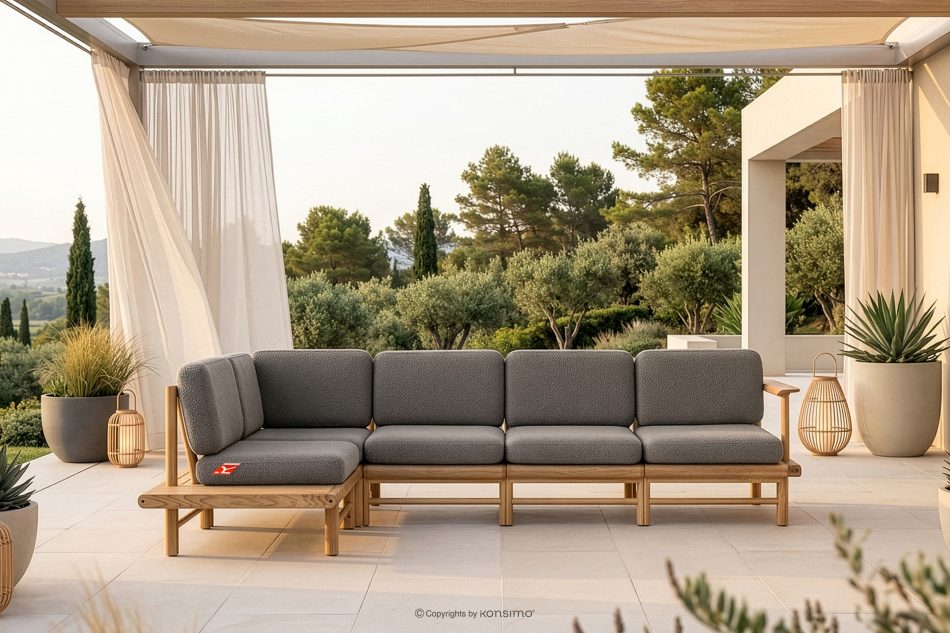 ATREDA Massivholz-Gartenecke im Boho-Stil grau links grau/natürliche Asche - Foto 1