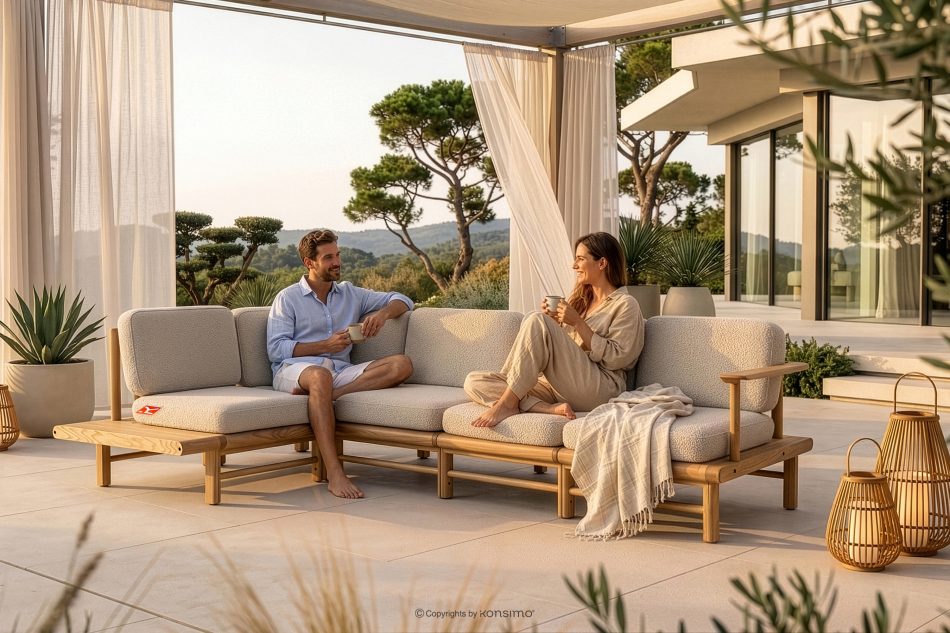 ATREDA Massivholz-Gartenecke im Boho-Stil Creme links Creme/natürliche Asche - Foto 23