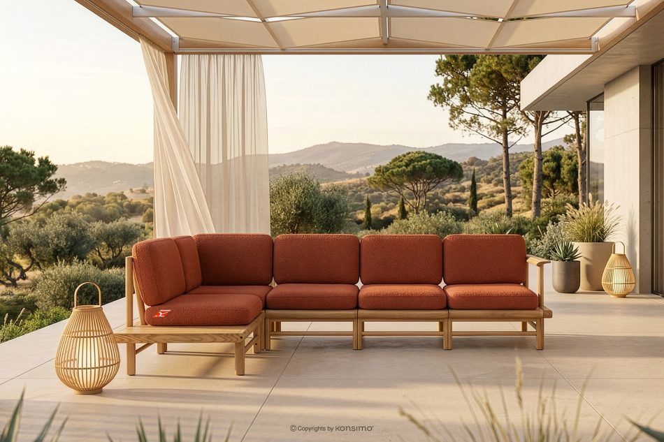 ATREDA Massivholz-Gartenecke im Boho-Stil orange links orange/natürliche Asche - Foto 1