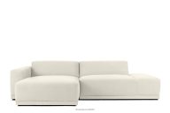 Modernes Ecksofa für Wohnzimmer cremefarbener Gewebestoff links