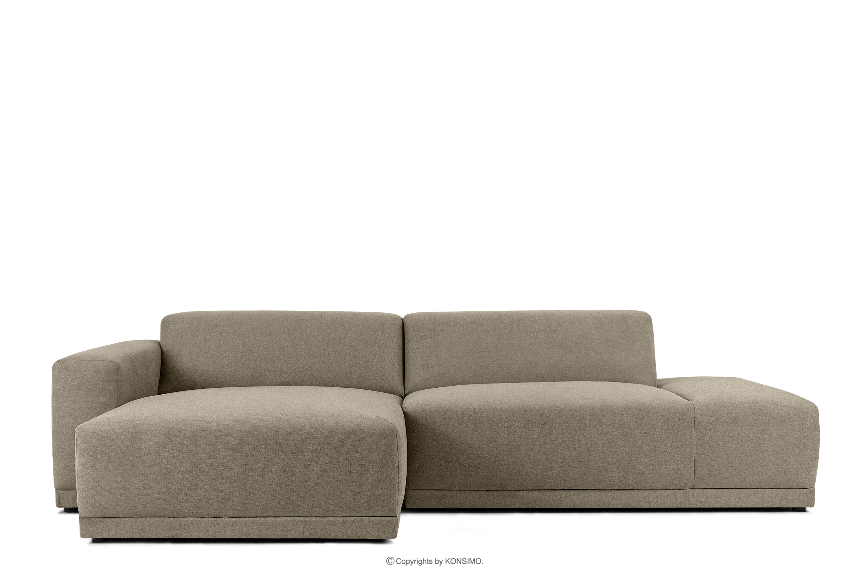 Modernes Ecksofa für Wohnzimmer hellbeige Gewebestoff gewebt links