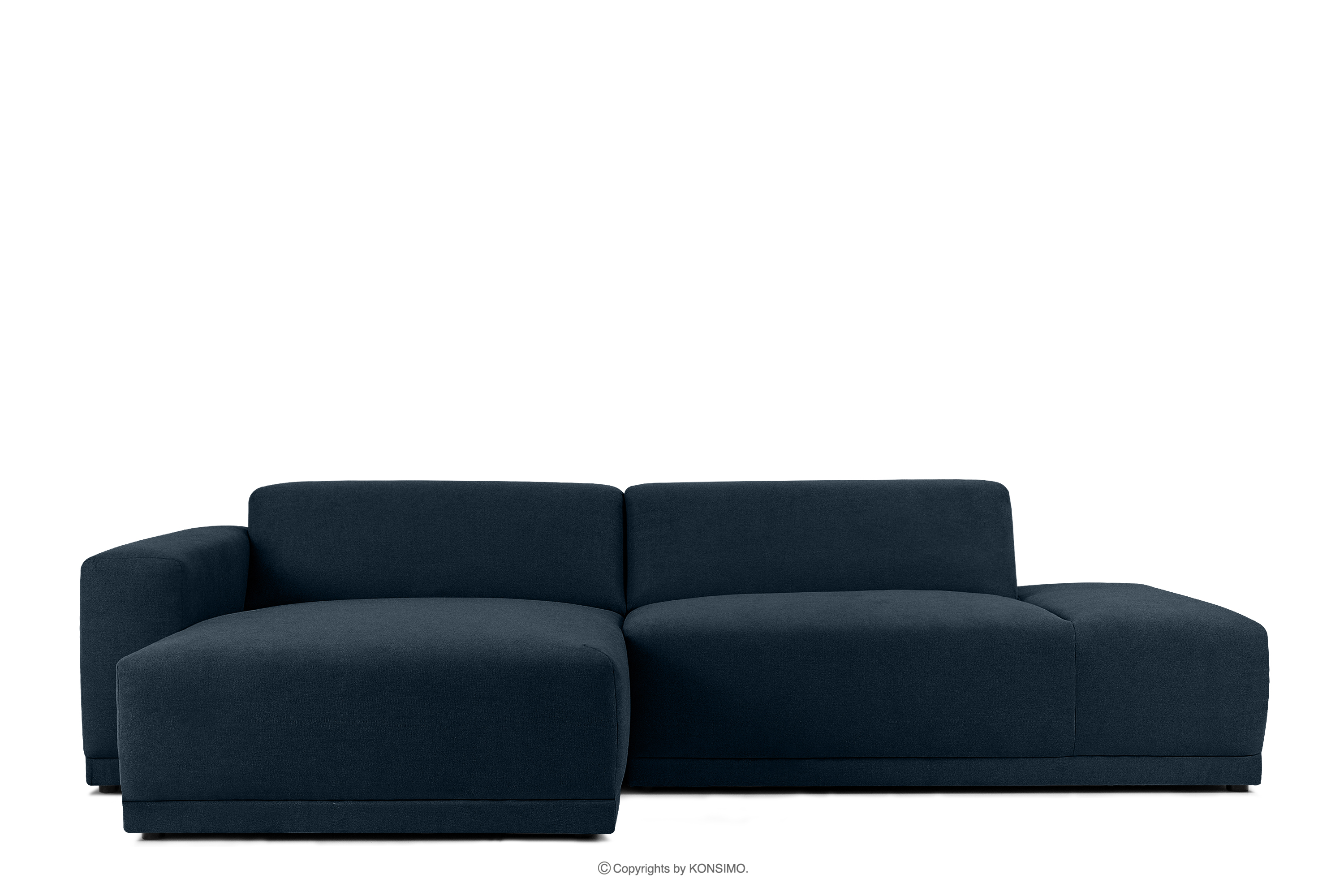 Modernes Ecksofa Wohnzimmer dunkelblau Gewebestoff links