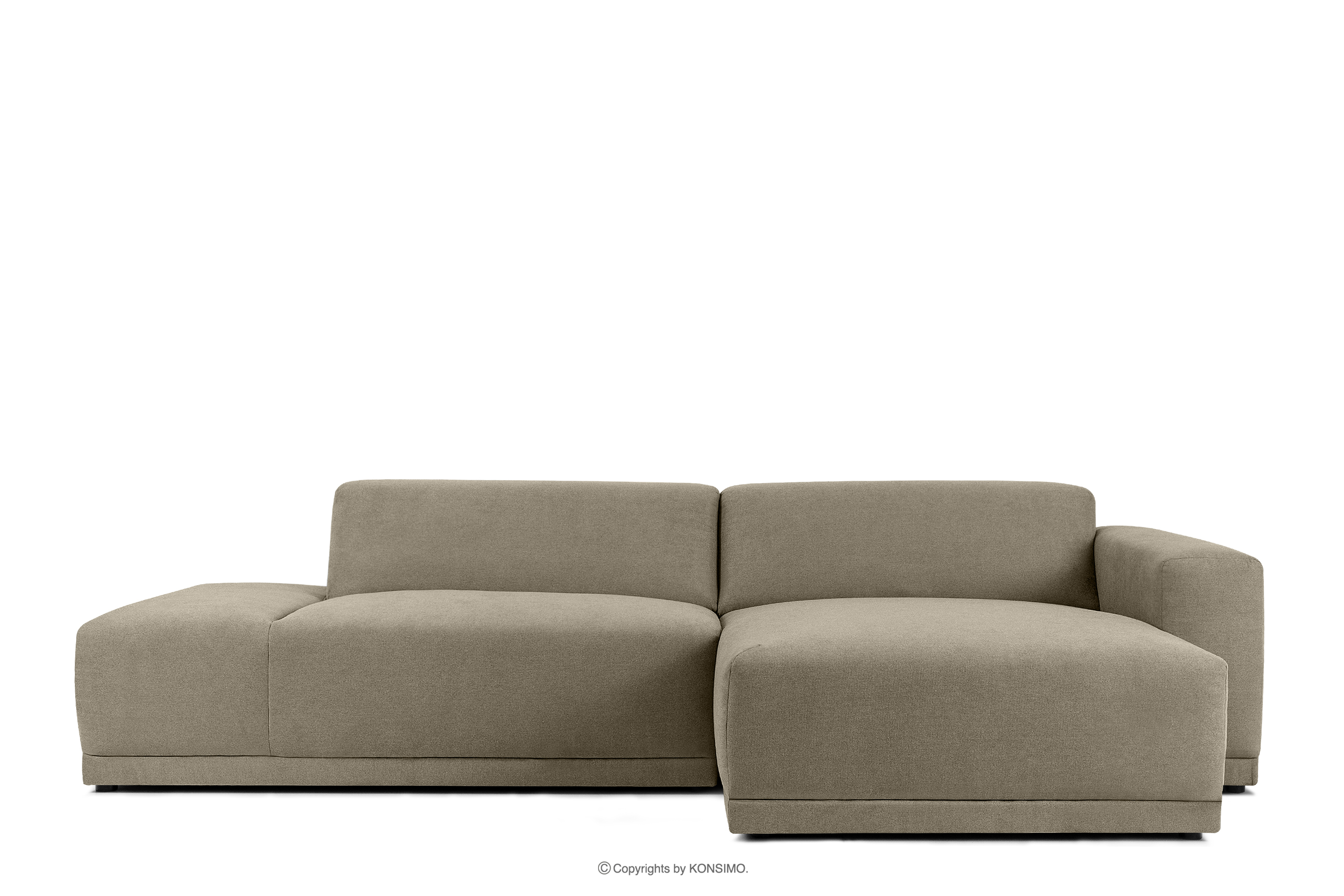 Modernes Ecksofa für Wohnzimmer hellbeige Gewebestoff rechts