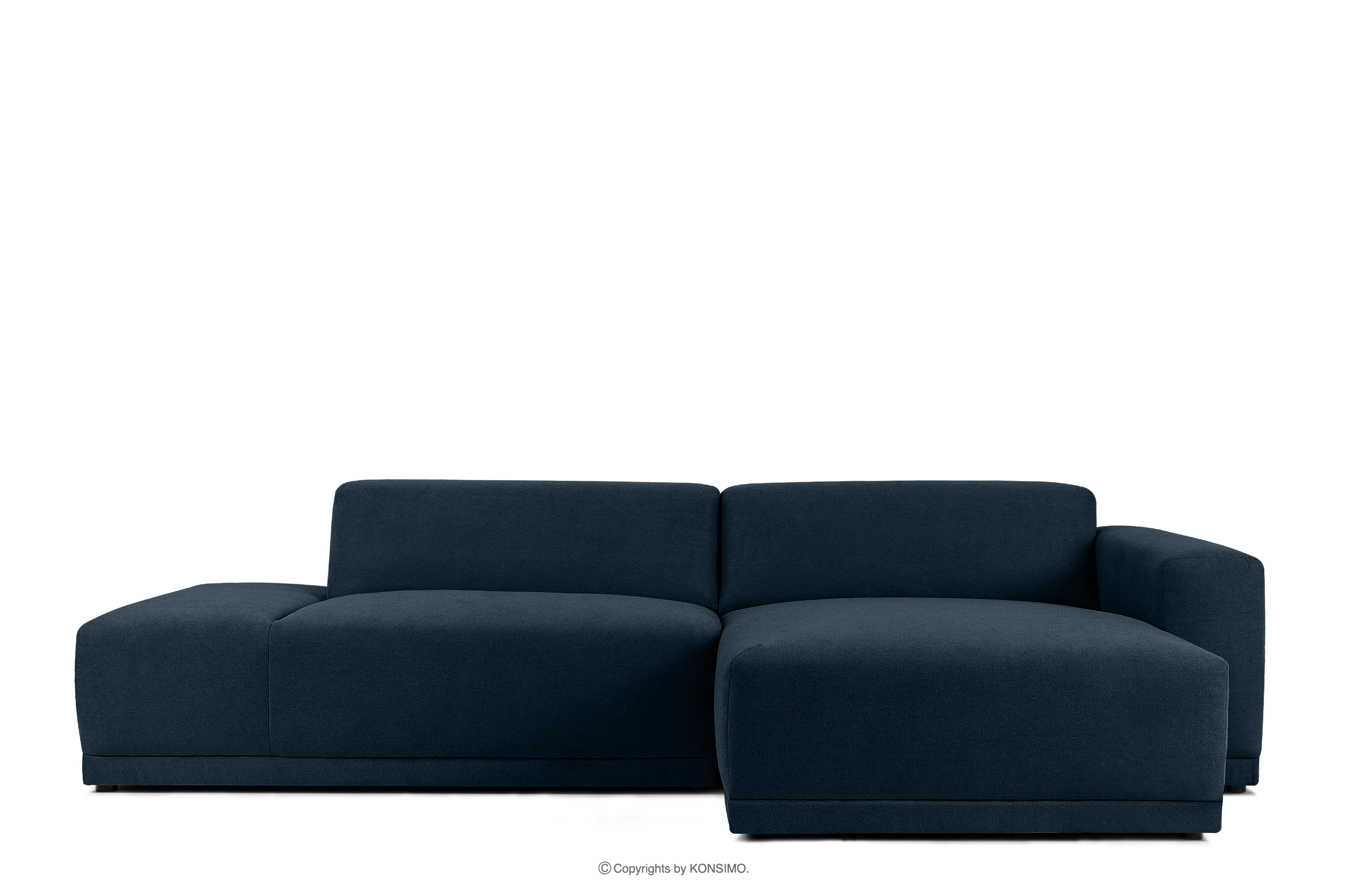 Modernes Ecksofa für Wohnzimmer marineblauer Gewebestoff geflochten rechts