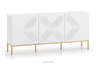 Elegante weiße dreitürige Kommode auf goldenen Beinen