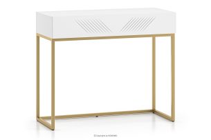 NEBRO, https://konsimo.de/kollektion/nebro/ Weißer Schreibtisch im eleganten Stil auf goldenen Beinen weiß/gold - Foto