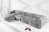 BUFFO Großes modulares Ecksofa für das Wohnzimmer aus hellgrauem Kordstoff links hellgrau - Foto 18