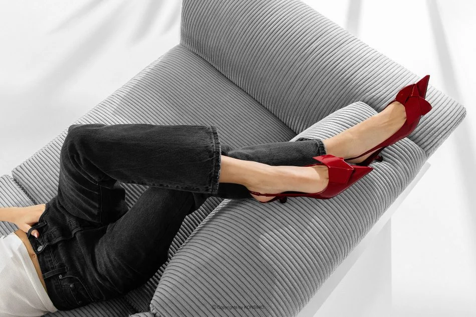 BUFFO Großes modulares Ecksofa für das Wohnzimmer aus hellgrauem Kordstoff links hellgrau - Foto 15