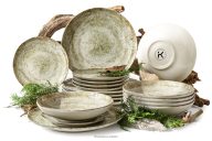 Porzellan-Tafelservice beige 6 Personen (18 tlg.)